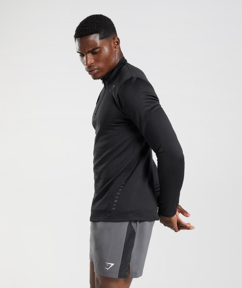 Men's Gymshark Sport 1/4 Zip Sweatshirts Black | CA 6D5N71